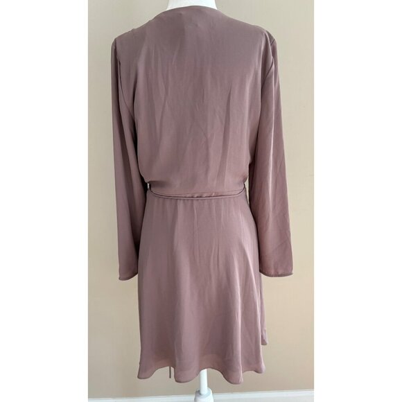 Aritzia Babaton Optima True Wrap Mini Dress Size M  Mauve Mocha Mousse - Picture 7 of 16